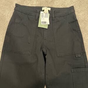 NWT H and M Women's‎ Cotton Cargo Black Pant with Pockets Straight Leg Size 2